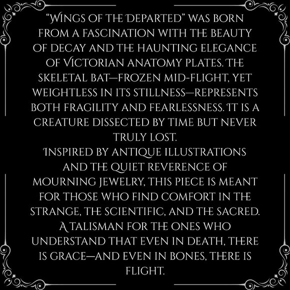 Gothic Victorian "Wings of the Departed" Goth Skeletal Bat Ribbon Necklace - Picture 5 of 5